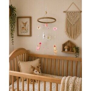 Deer Woodland Floral Boho Felt Mobile | Baby Shower | Nursery Decor